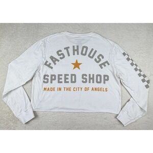 Fasthouse Speed Shop Women's Long Sleeve Crop Top White Size M Racing Moto Bike